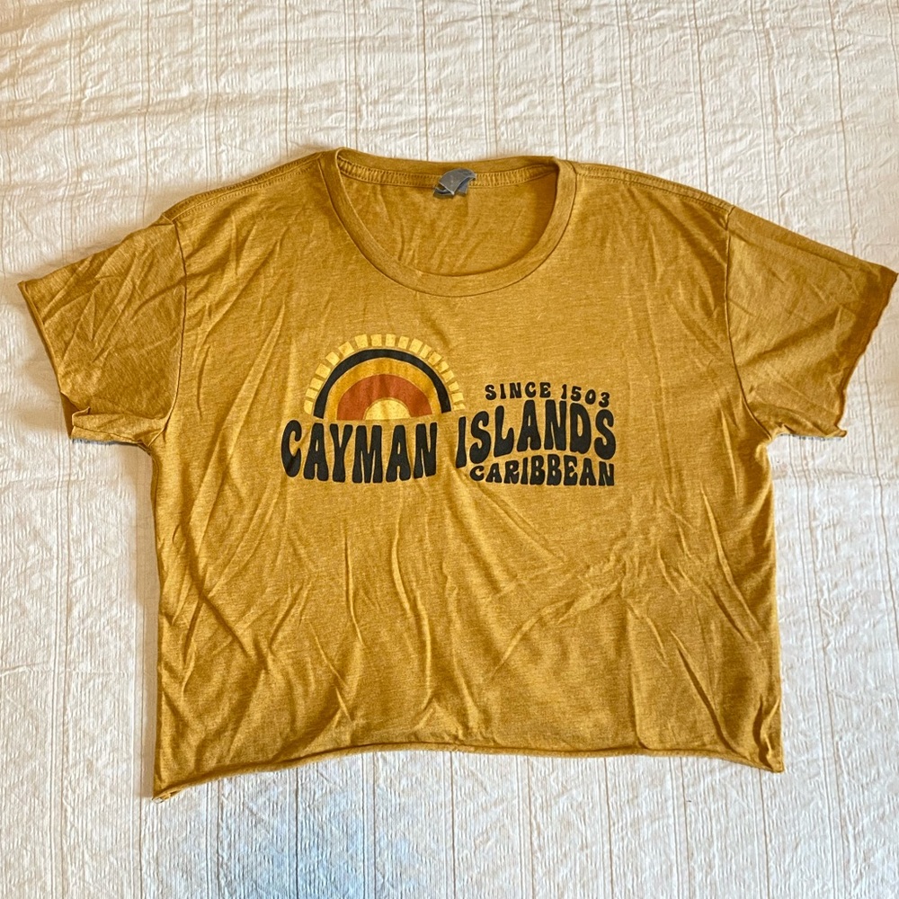 Next Level | Mustard Yellow Cayman Islands Cropped Tee